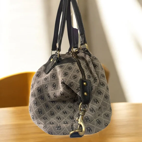 Dooney & Bourke Monogram Quilted Satchel Canvas Leather Bag